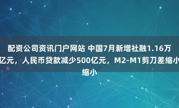 配资公司资讯门户网站 中国7月新增社融1.16万亿元，人民币贷款减少500亿元，M2-M1剪刀差缩小